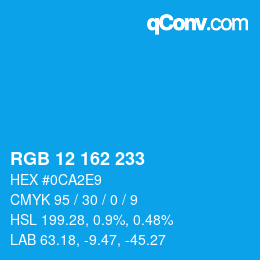 Color code: RGB 12 162 233 | qconv.com