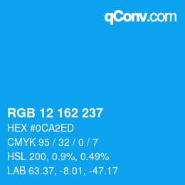 Color code: RGB 12 162 237 | qconv.com