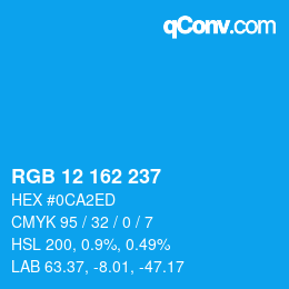 カラーコード: RGB 12 162 237 | qconv.com