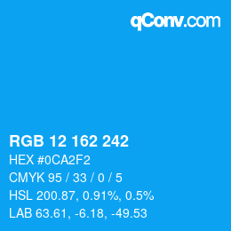 Color code: RGB 12 162 242 | qconv.com
