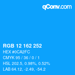 Color code: RGB 12 162 252 | qconv.com