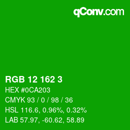 カラーコード: RGB 12 162 3 | qconv.com