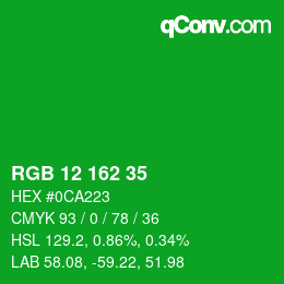 Color code: RGB 12 162 35 | qconv.com