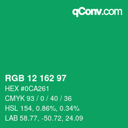 Color code: RGB 12 162 97 | qconv.com