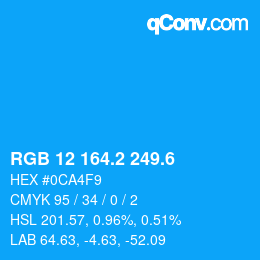 カラーコード: RGB 12 164.2 249.6 | qconv.com