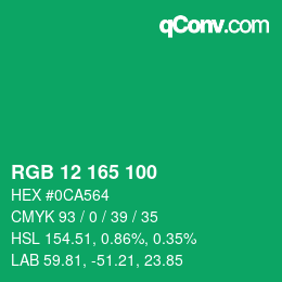 Color code: RGB 12 165 100 | qconv.com