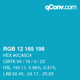 カラーコード: RGB 12 165 196 | qconv.com