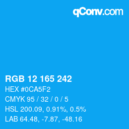 Color code: RGB 12 165 242 | qconv.com