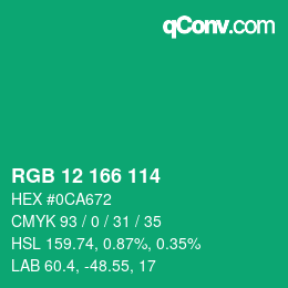 Color code: RGB 12 166 114 | qconv.com