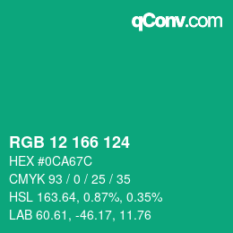 Color code: RGB 12 166 124 | qconv.com