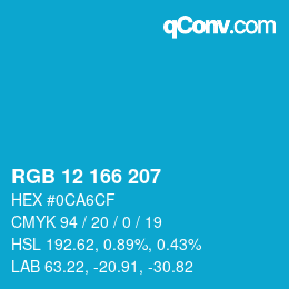 Color code: RGB 12 166 207 | qconv.com