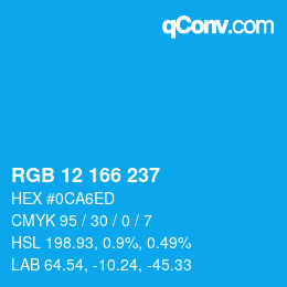 Color code: RGB 12 166 237 | qconv.com