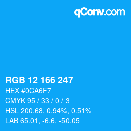 Color code: RGB 12 166 247 | qconv.com