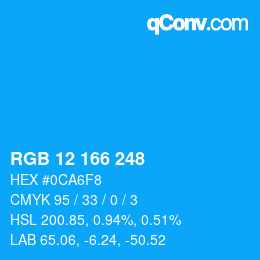 Farbcode: RGB 12 166 248 | qconv.com