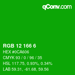 Color code: RGB 12 166 6 | qconv.com