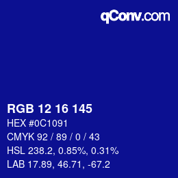 Color code: RGB 12 16 145 | qconv.com