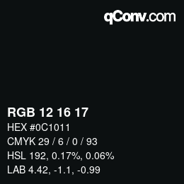 Color code: RGB 12 16 17 | qconv.com