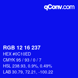 カラーコード: RGB 12 16 237 | qconv.com