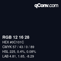 Color code: RGB 12 16 28 | qconv.com