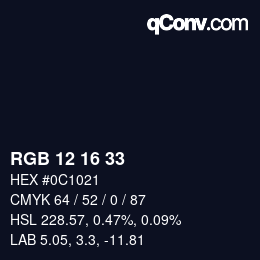 Color code: RGB 12 16 33 | qconv.com