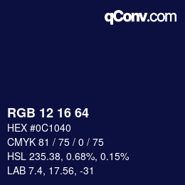 Color code: RGB 12 16 64 | qconv.com