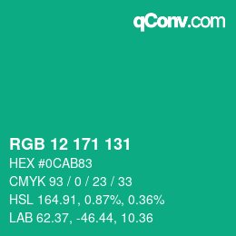 Color code: RGB 12 171 131 | qconv.com
