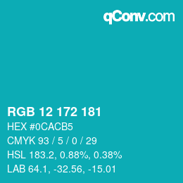 カラーコード: RGB 12 172 181 | qconv.com