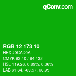 Color code: RGB 12 173 10 | qconv.com