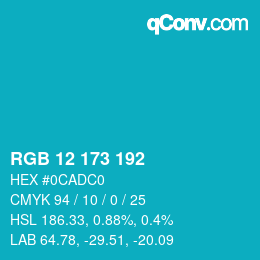 Color code: RGB 12 173 192 | qconv.com