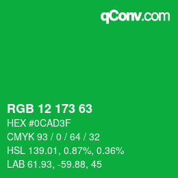 Color code: RGB 12 173 63 | qconv.com