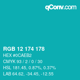 Farbcode: RGB 12 174 178 | qconv.com