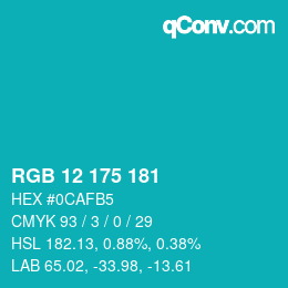 Color code: RGB 12 175 181 | qconv.com