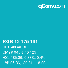 Color code: RGB 12 175 191 | qconv.com