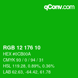 Color code: RGB 12 176 10 | qconv.com