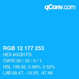 Color code: RGB 12 177 253 | qconv.com