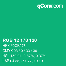 颜色代码: RGB 12 178 120 | qconv.com
