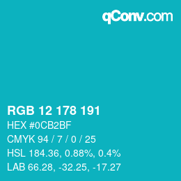Color code: RGB 12 178 191 | qconv.com