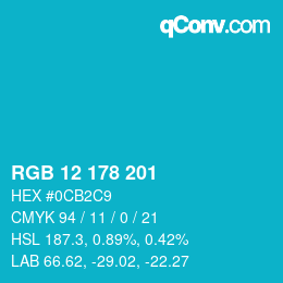 Color code: RGB 12 178 201 | qconv.com