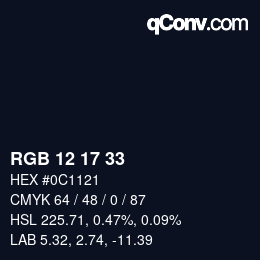 Color code: RGB 12 17 33 | qconv.com