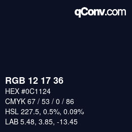 Color code: RGB 12 17 36 | qconv.com