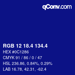 カラーコード: RGB 12 18.4 134.4 | qconv.com