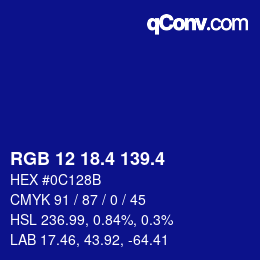 カラーコード: RGB 12 18.4 139.4 | qconv.com