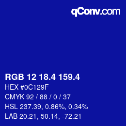 カラーコード: RGB 12 18.4 159.4 | qconv.com