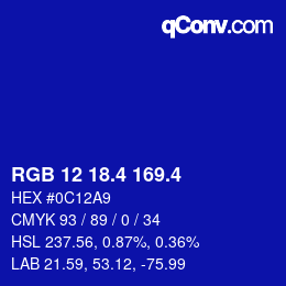 カラーコード: RGB 12 18.4 169.4 | qconv.com