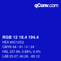 カラーコード: RGB 12 18.4 194.4 | qconv.com
