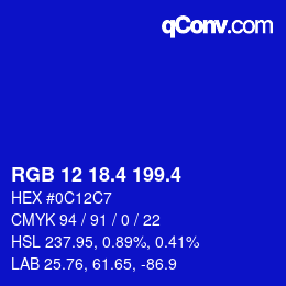 カラーコード: RGB 12 18.4 199.4 | qconv.com
