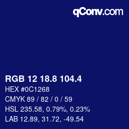 カラーコード: RGB 12 18.8 104.4 | qconv.com
