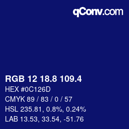 カラーコード: RGB 12 18.8 109.4 | qconv.com