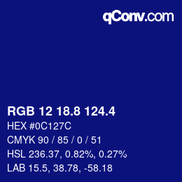 カラーコード: RGB 12 18.8 124.4 | qconv.com