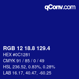 カラーコード: RGB 12 18.8 129.4 | qconv.com